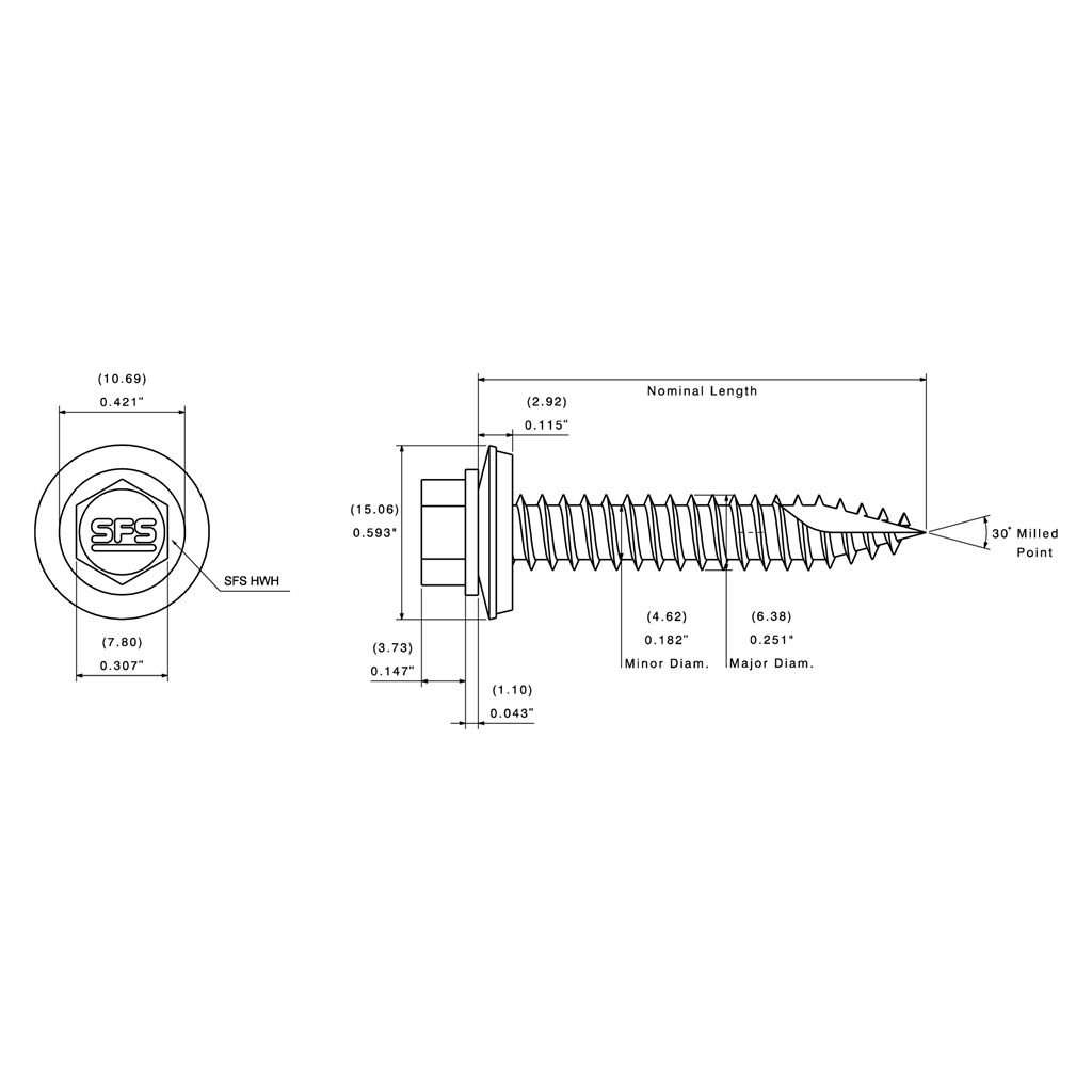 #14 TAMP Tornillo para Madera y Metal con Punta Fresada Tipo 17 A, HWH - Image 2