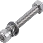 Tornillo Allen Milimétrico de Acero Inoxidable Con 1 Tuerca, 1 Arandela de Presión y 1 Plana / Para Montaje de Celdas Solares, equipos de comunicación, de calefacción, ventilación y aire acondicionado (HVAC).